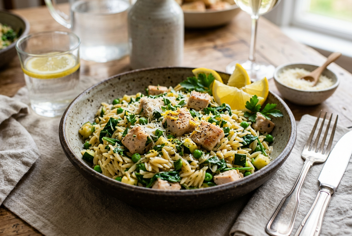 Easy Spring Chicken and Lemon Orzo