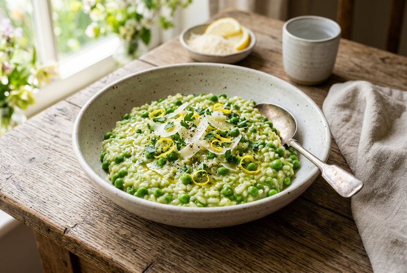 Spring Pea, Lemon and Parmesan Risotto – The Little Bone Broth Co